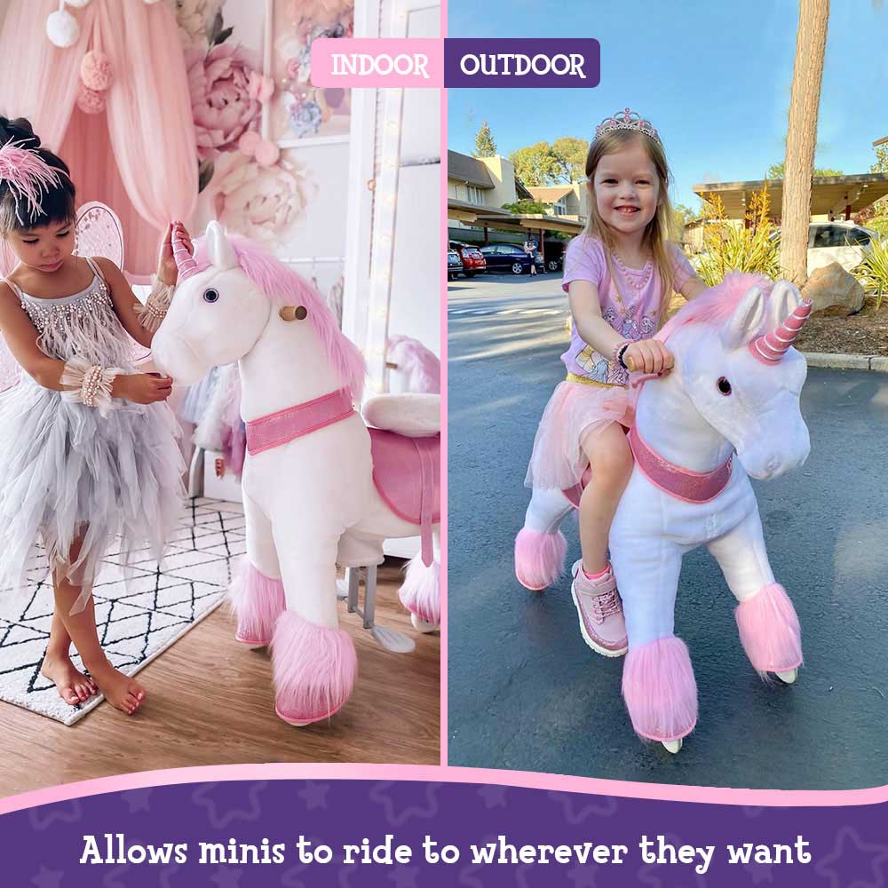 pink unicorn ride on toy 6