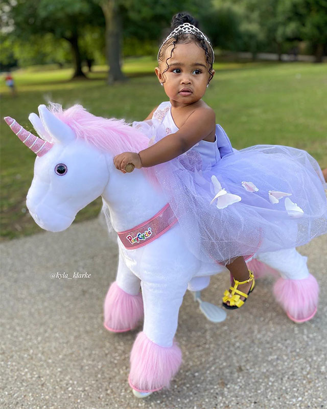 Princess on her ride on unicorn